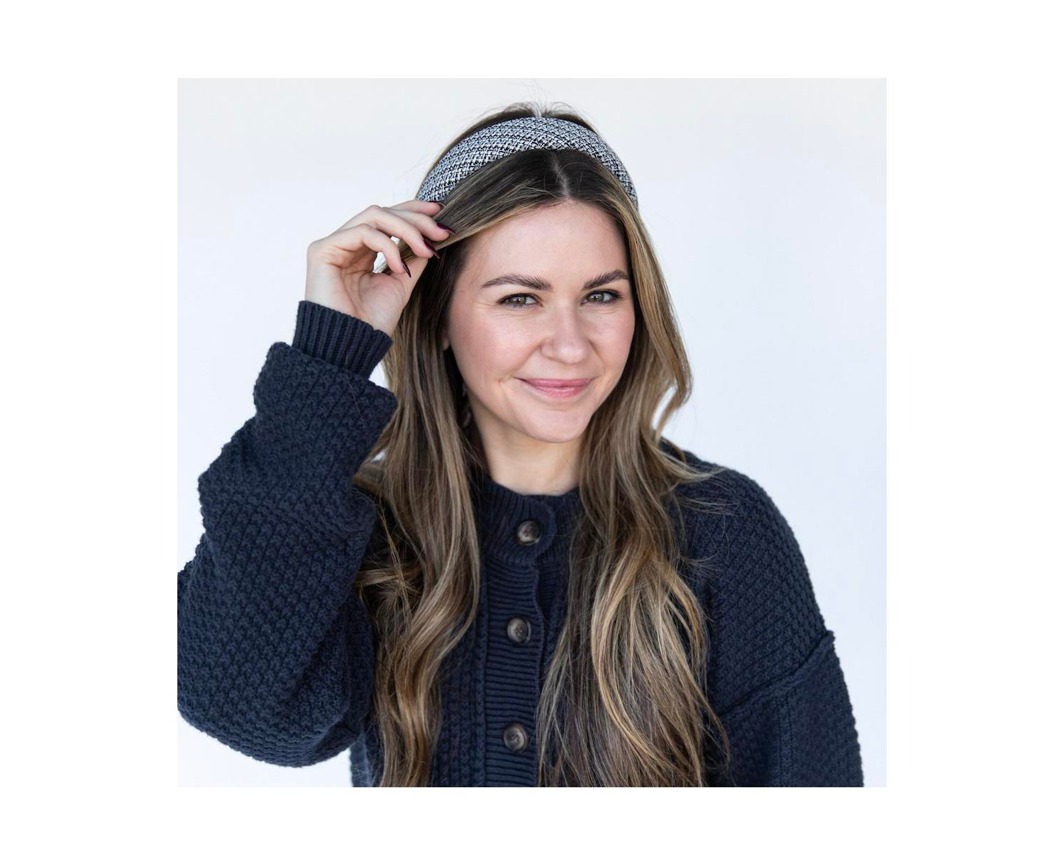 Women's Classic Padded Tweed Headband - Black Ivory