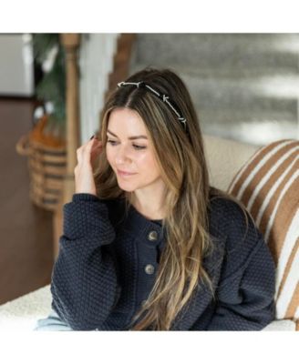 Women's Knotted Satin Headband - Black Pearl