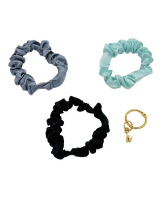 Women's Satin Scrunchie Set - Black, Gray, Light Blue