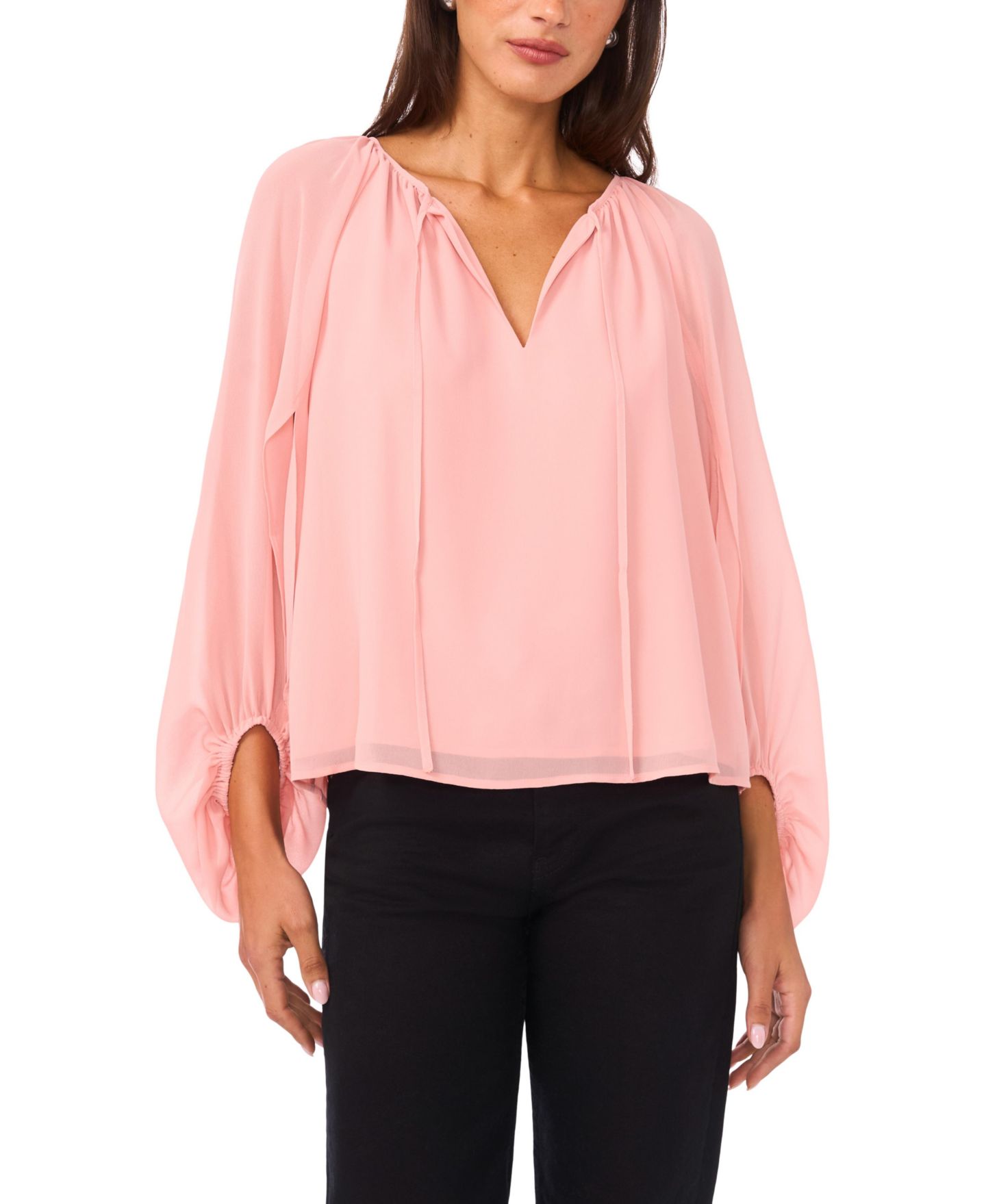 Женский топ Vince Camuto Balloon Sleeve V-Neck, цвет: Сепия розовый — фото 1