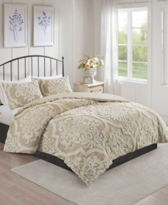 Madison Park Viola Damask Tufted 3-Pc. Duvet Cover Set, King/California King