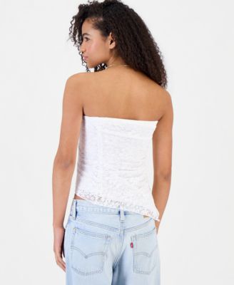Juniors' Lace Side-Ruched Tube Top
