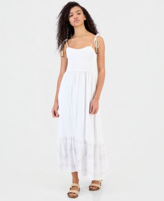 Juniors' Ditsy Floral Smocked Maxi Dress