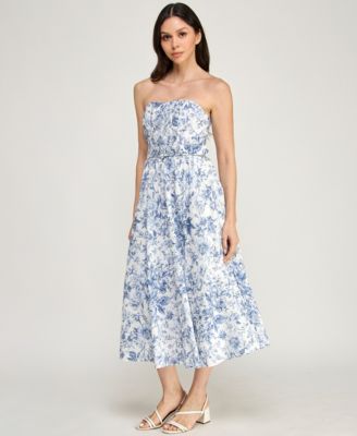 Juniors' Strapless Fit & Flare Midi Dress