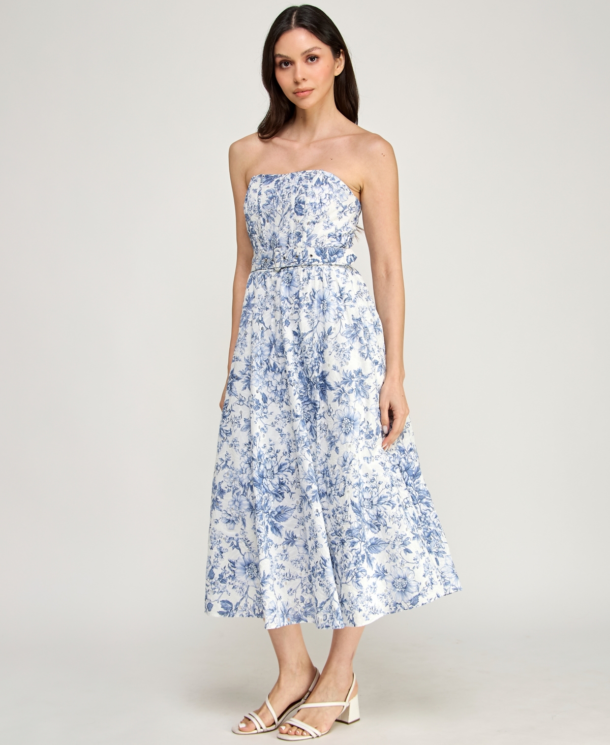 Row A Women's Strapless Fit & Flare Midi Dress