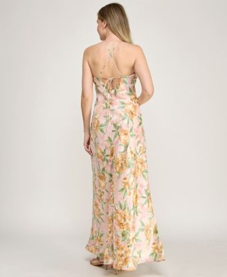 Juniors' Halter Neck Maxi Dress