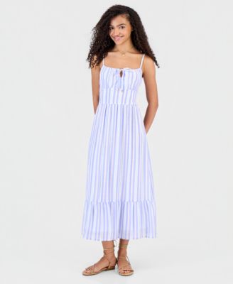 Juniors' Printed Tiered Midi Dress