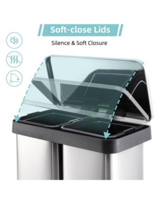 16 Gal Trash Can, Stainless Steel Kitchen Garbage Can