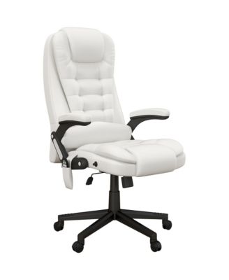 High Back Vibration Massage Office Chair with 6 Vibration Points Heated Reclining PU Leather