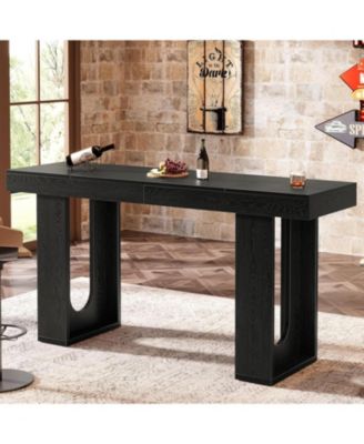 Bar Table, Modern Counter Height Pub Table, Rectangular Home Coffee Bar Unit with Sturdy Legs