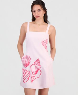 Juniors' Printed Linen-Blend Mini Dress