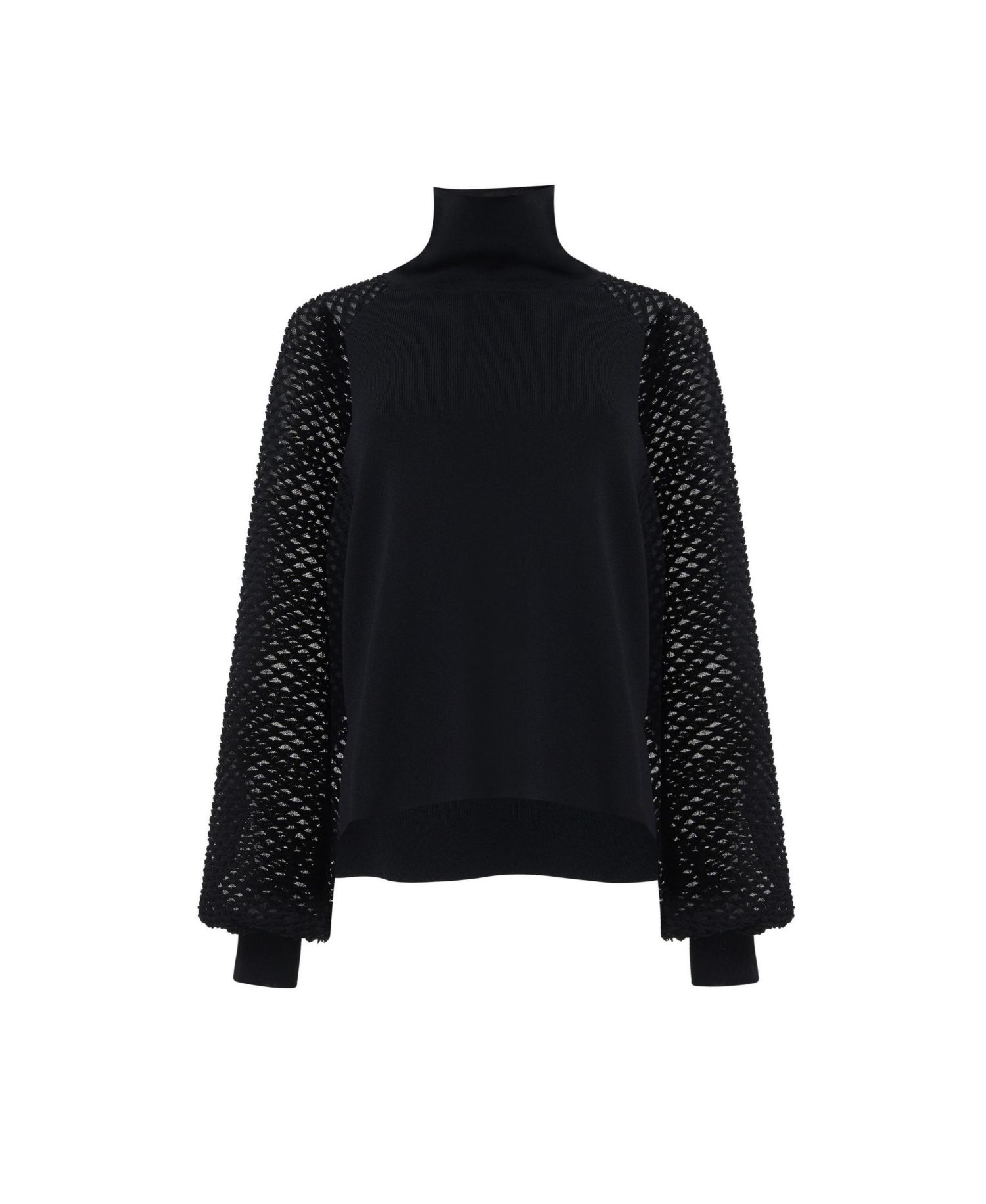 Women's Mesh Sleeve Knitted Sweater