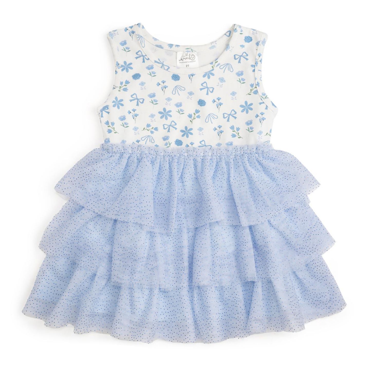 Платье Sweet Wink Sky Floral Tank Tutu Dress для девочек-малышей, цвет: Синий — фото 1