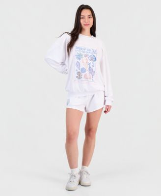 Juniors' Beaded Graphic-Print Sweatshirt