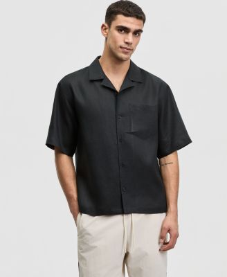 Men's Boxy-Fit Short-Sleeve Linen Camp Shirt