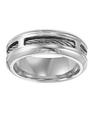 Men's Stainless Steel Ring, Comfort Fit Cable Wedding Band