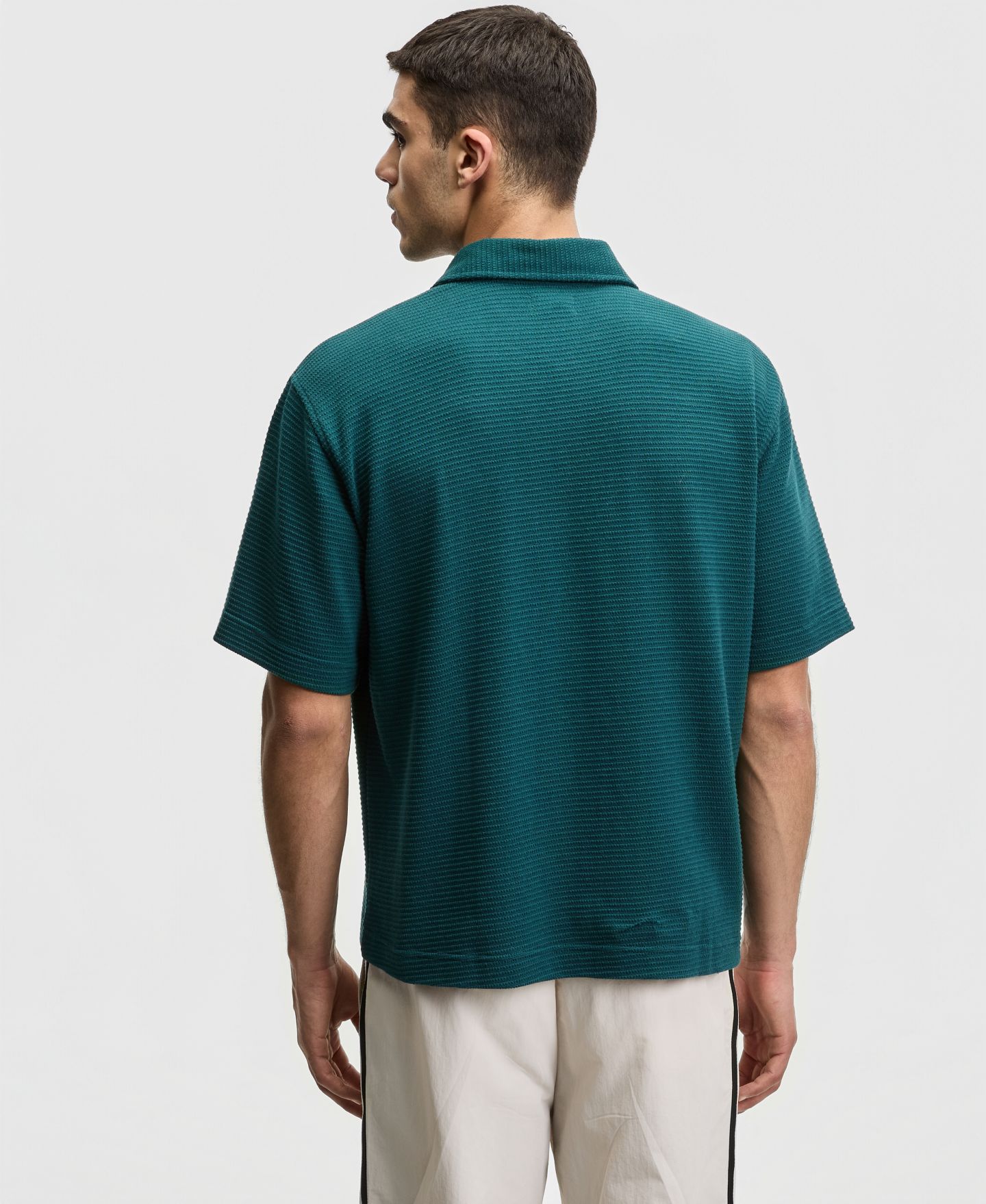 Мужское поло Mode of One Relaxed-Fit Textured Polo Shirt, цвет: Тёмный морской — фото 5