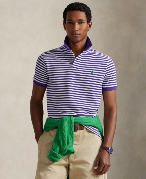Мужские Polo Ralph Lauren Classic Fit Striped Mesh Polo Shirt