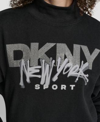 Women's Graffiti New York Logo Oversized Mock Neck Sweatshirt