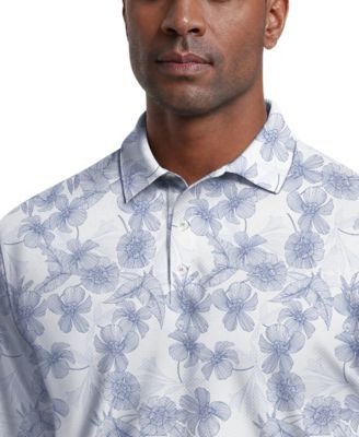 Men's Linear Botanical Print Polo Shirt
