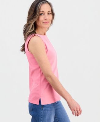 Petite Sleeveless Boat-Neck Tank Top
