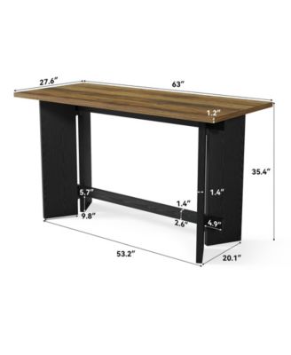 63-Inch Large Bar Height Table, Home Bar Unit with Footrest, Hight Top Indoor Bar Table for Kitchen, Dining Room, Living Room, Apartment