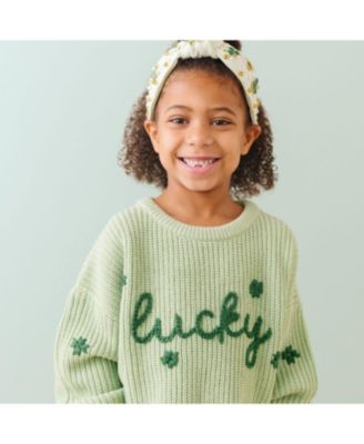 Little Girls Lucky Shamrock St. Patrick's Day Knit Sweater