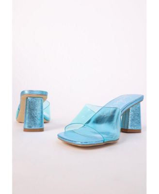 Womens Eugnie Clear Straps Block Heel Sandals