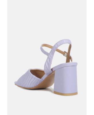 Womens Nicholas Pleated Strap Block Heel Sandals