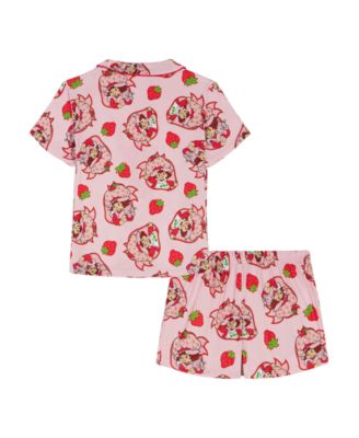 Girls' Toddler 2T-4T Notch Collar Top and Printed Shorts, 2-Piece Pajama Set