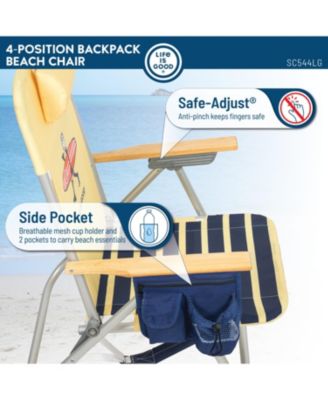 Rio Beach 2 x 2 x 3 ft Yellow 4-Position Backpack Beach Chair 2 Pack