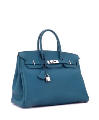 Birkin 35 Handbag Blue Togo with Palladium Hardware