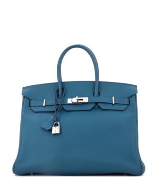 Birkin 35 Handbag Blue Togo with Palladium Hardware