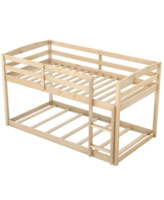 Kids Twin Bunk Bed with High Rails and Secure Ladder