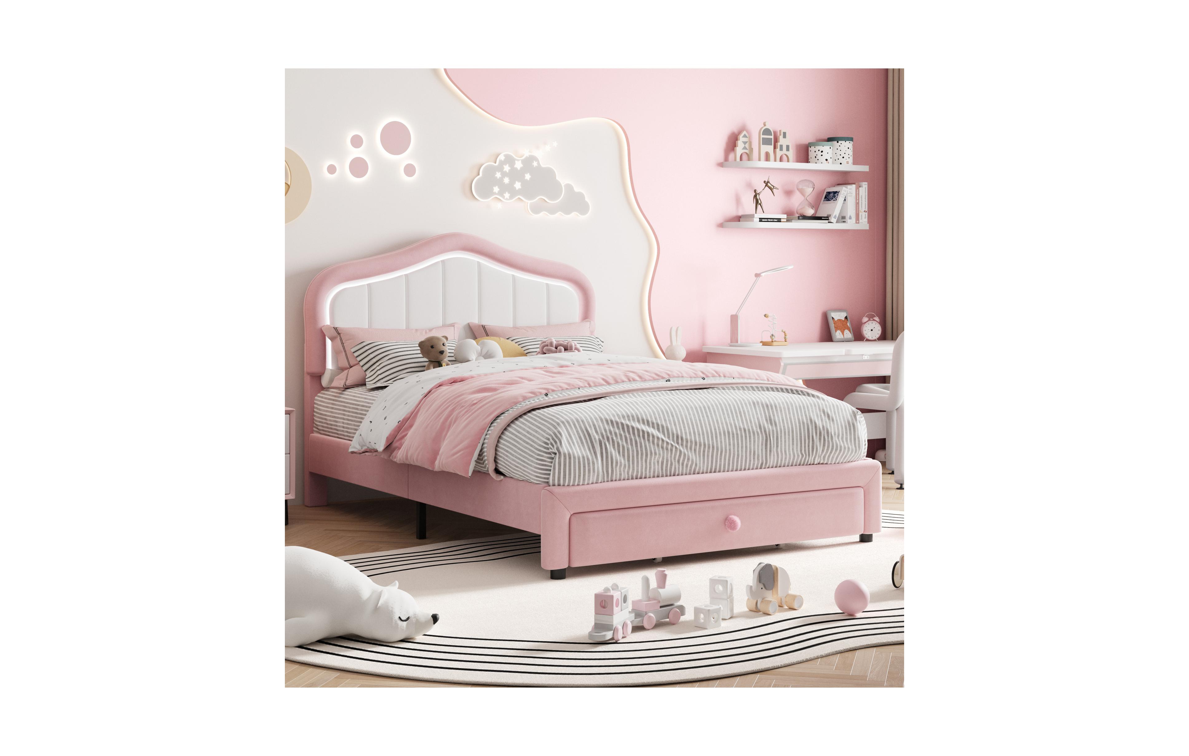 gaomon Full Upholstered Bed Frame with Storage Drawers, Adjustable Headboard