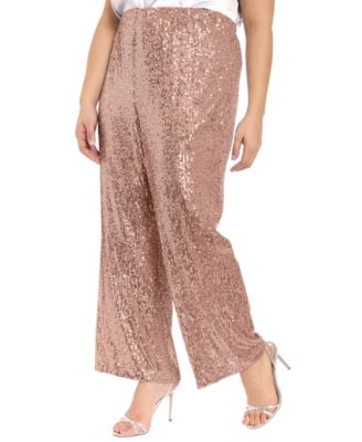 Plus Size Sequin Pull On Pants