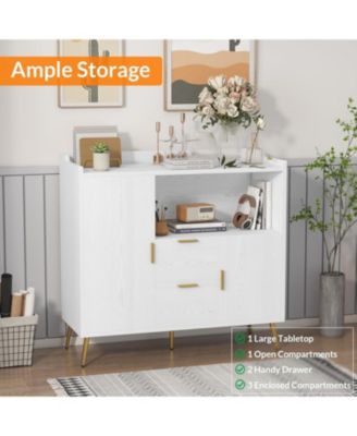 40" Buffet Sideboard with Storage, Kitchen Storage Cabinet, Microwave Cabinet, Coffee Bar Cabinet with 2 Drawers and 2 Doors for Kitchen