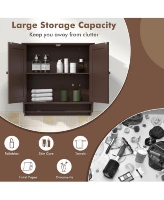 Wall-Mount Bathroom Medicine Cabinet with Storage and Towel Bar