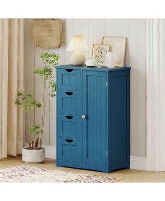 Freestanding Indoor Wood Storage Cabinet with 4 Drawers
