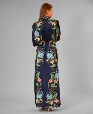 Women's Long-Sleeve Collared Maxi Shirt Dress