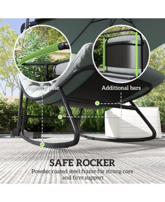 2 Pieces Outdoor Rocking Chairs, Cushioned Patio Rocker