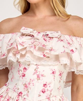 Juniors' Off-The-Shoulder Mini Dress