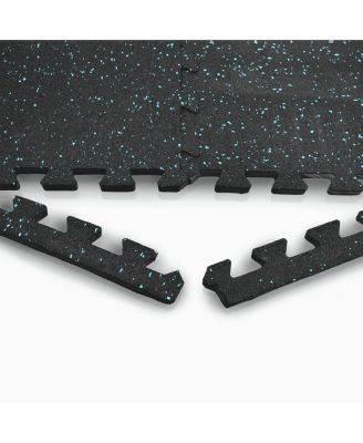 6 Interlocking Gym Floor Mat - 1/2" Thick Rubber Top High-Density EVA Foam (24 Sq Ft) - for Yoga, Heavy Exercise Equipment