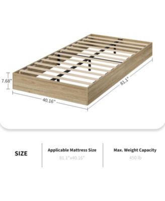  Twin-XL Size Solid Wood Platform Bed Frame, Floor-Standing, Modern Minimalist, Sturdy Slats, No Box Spring Needed