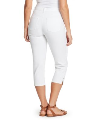 Petite Amanda High-Rise Rivet Capri Pants