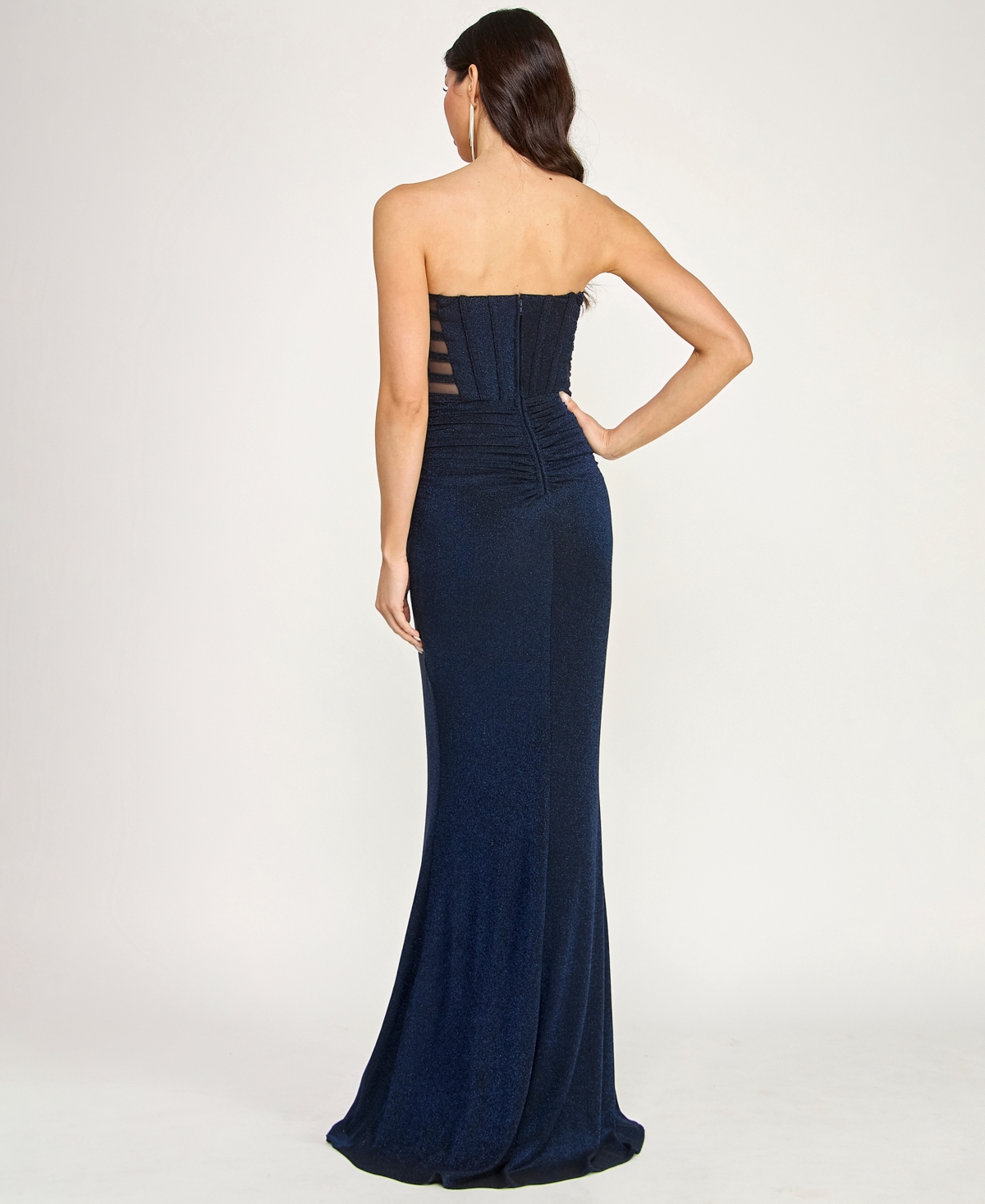 City Studios Juniors' Glitter Knit Strapless Gown
