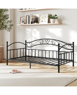 Modern Twin Metal Daybed Frame with Headboard Support - 41
