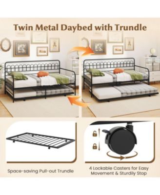 Twin Metal Daybed with Curved Backrest and Armrests - 41