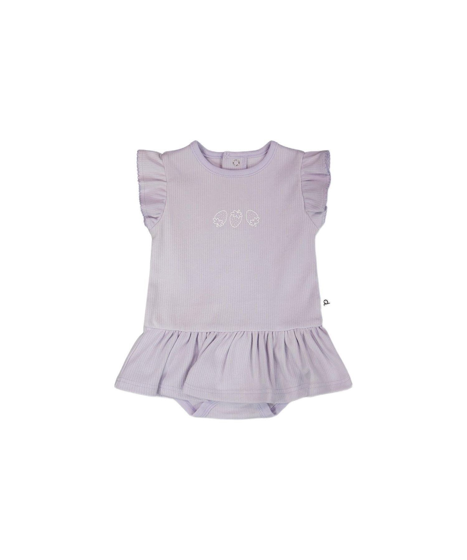 Baby Girl Cotton Rib Jersey Romper with Frill Lilac - Baby