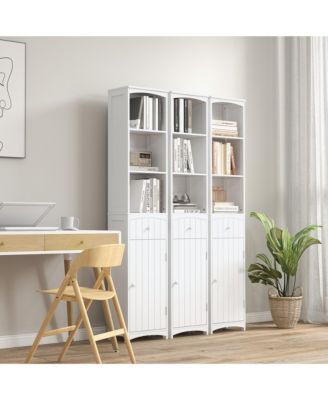 67" Freestanding Tall Linen Tower Bathroom Storage Cabinet with 3-Tier Shelf